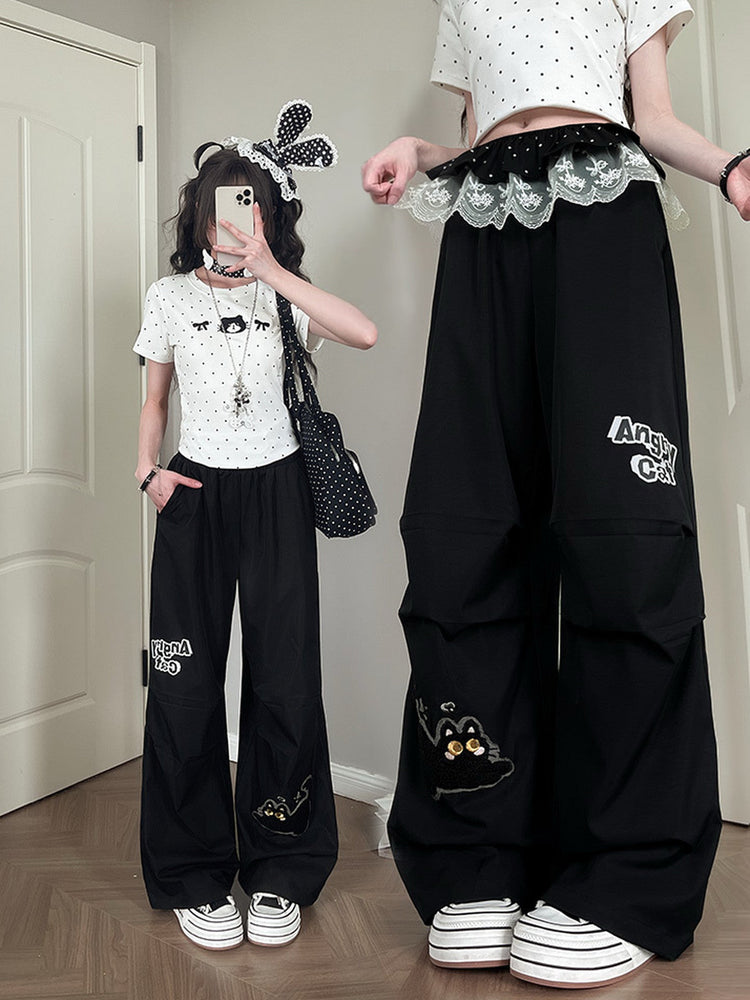 Angry Cat Draped Pants-Bottoms-ntbhshop