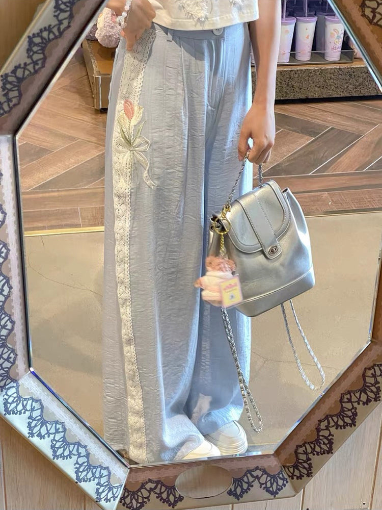 Tulip Breeze Pastel Wrinkled Wide Pants-ntbhshop