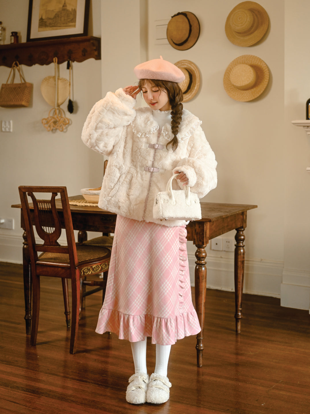 Pink Pixie Plaid Midi Skirt-ntbhshop