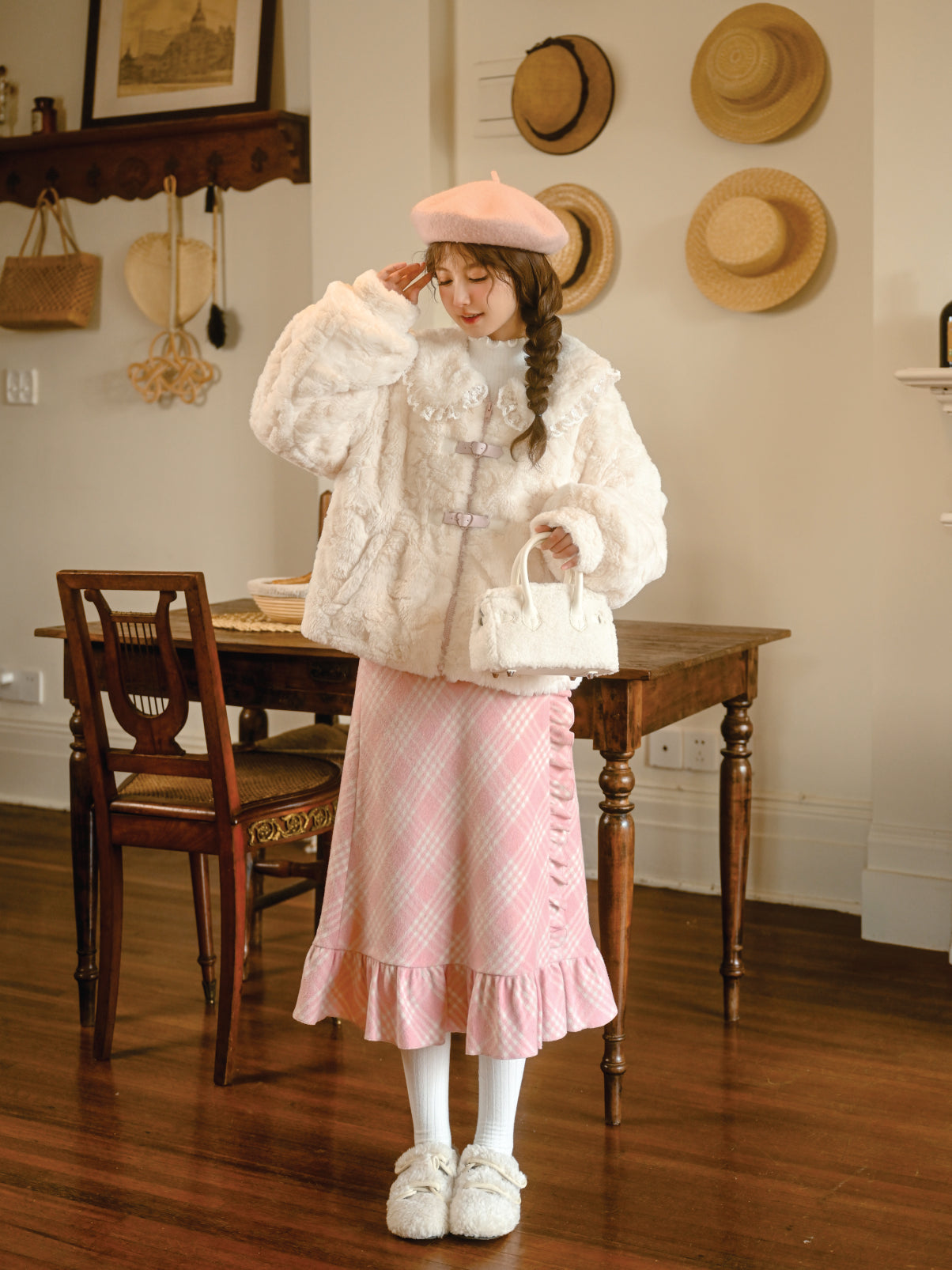 Pink Pixie Plaid Midi Skirt-ntbhshop