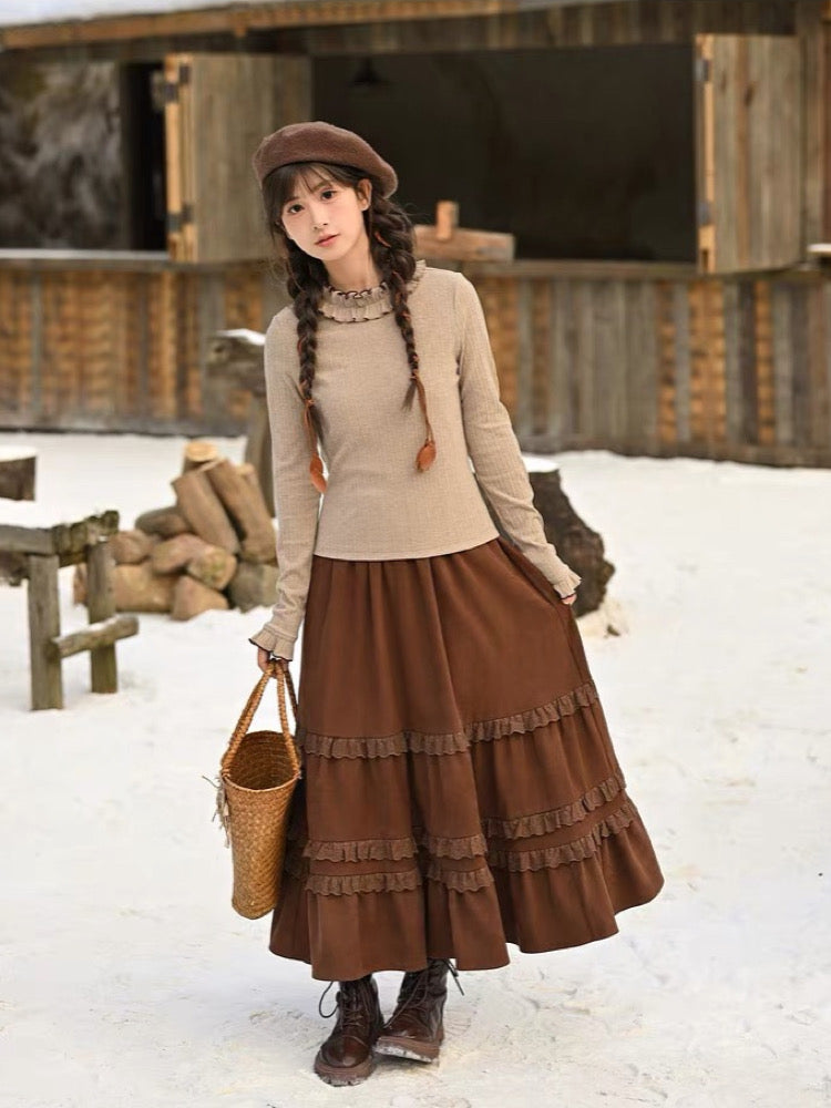 Chestnut Harvest Frill Turtleneck-Tops-ntbhshop