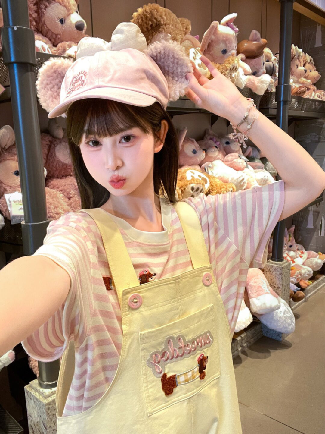 Sweet Dog Stripe Tee & Overall Shorts-Sets-ntbhshop