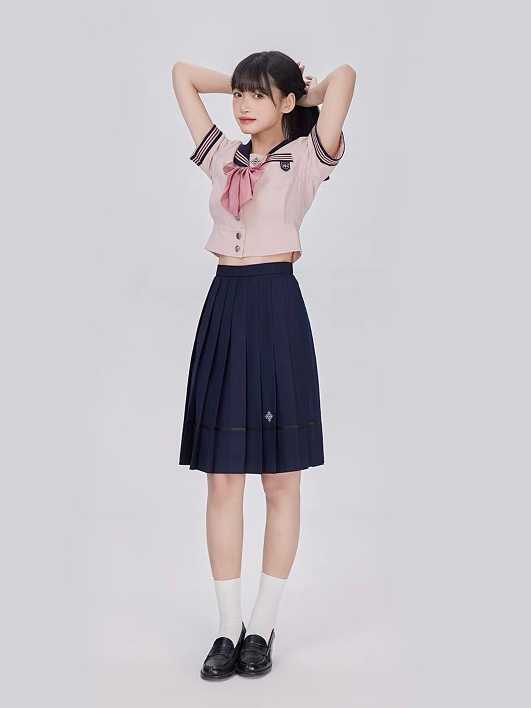 Sakura Petals Japanese Sailor Collar Short-sleeved JK Uniform Blouse-ntbhshop