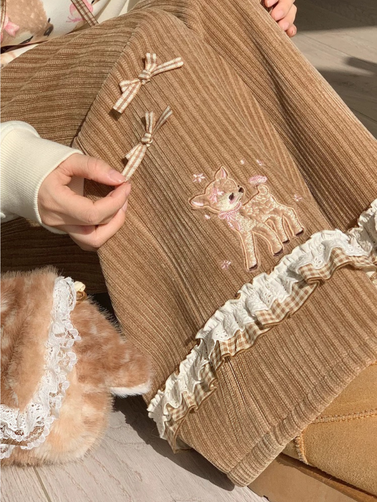 Dear Bambi Corduroy Straight Pants-ntbhshop