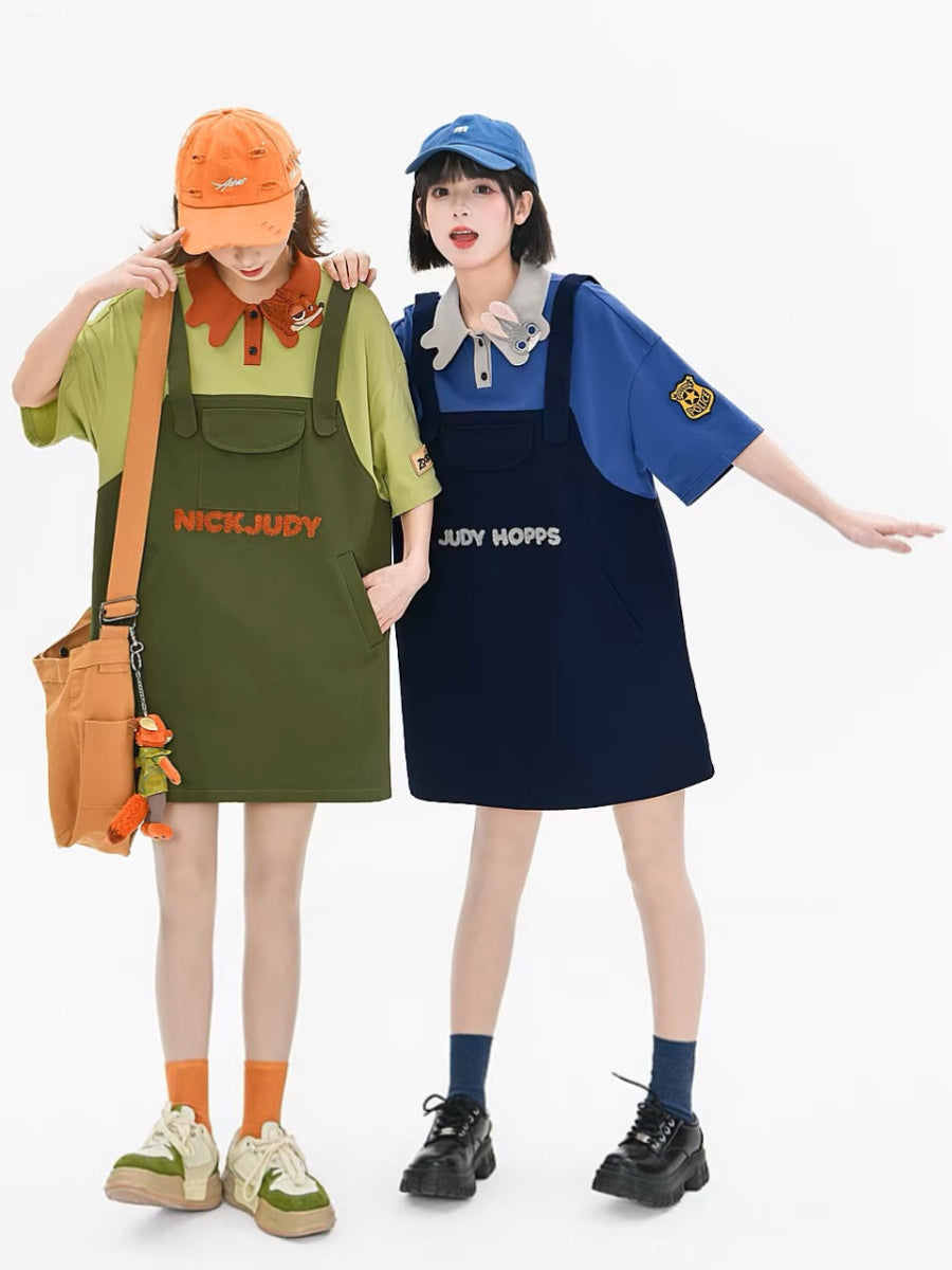 Judy & Nick Faux Two-Piece Loose Dresses-ntbhshop