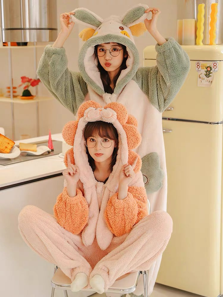 Shy Bunny Cozy Dreamy Winter Fleece One-Piece Pajama-ntbhshop