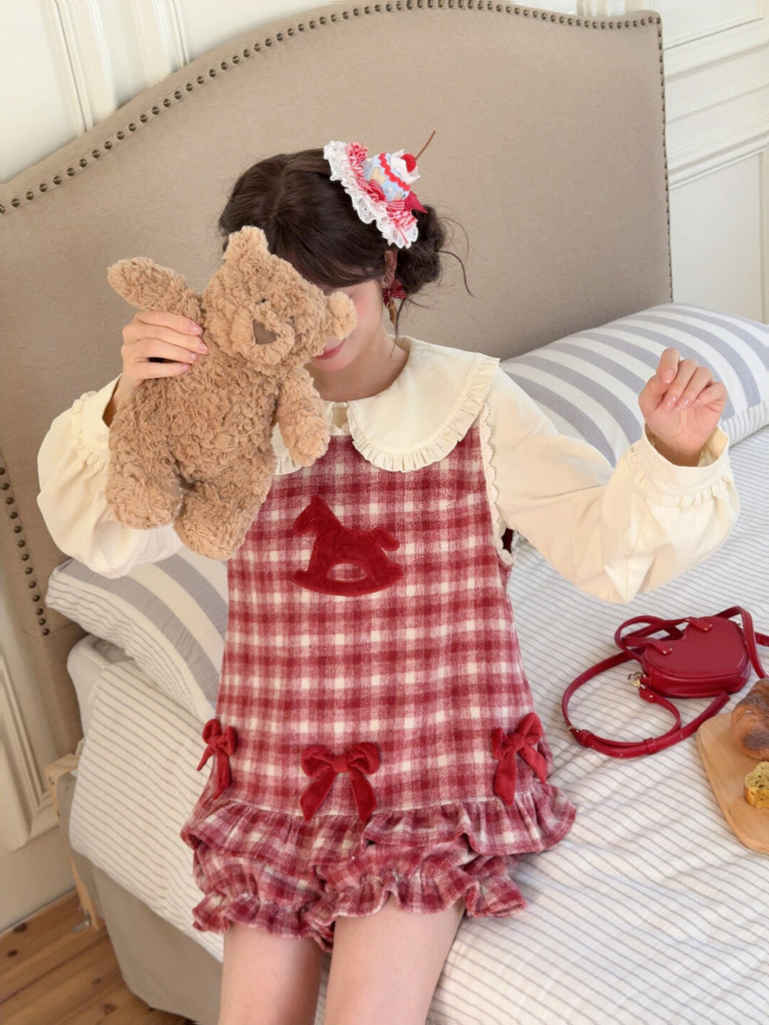 Cherry Check Rocking Pony Vest & Short-Outerwear-ntbhshop