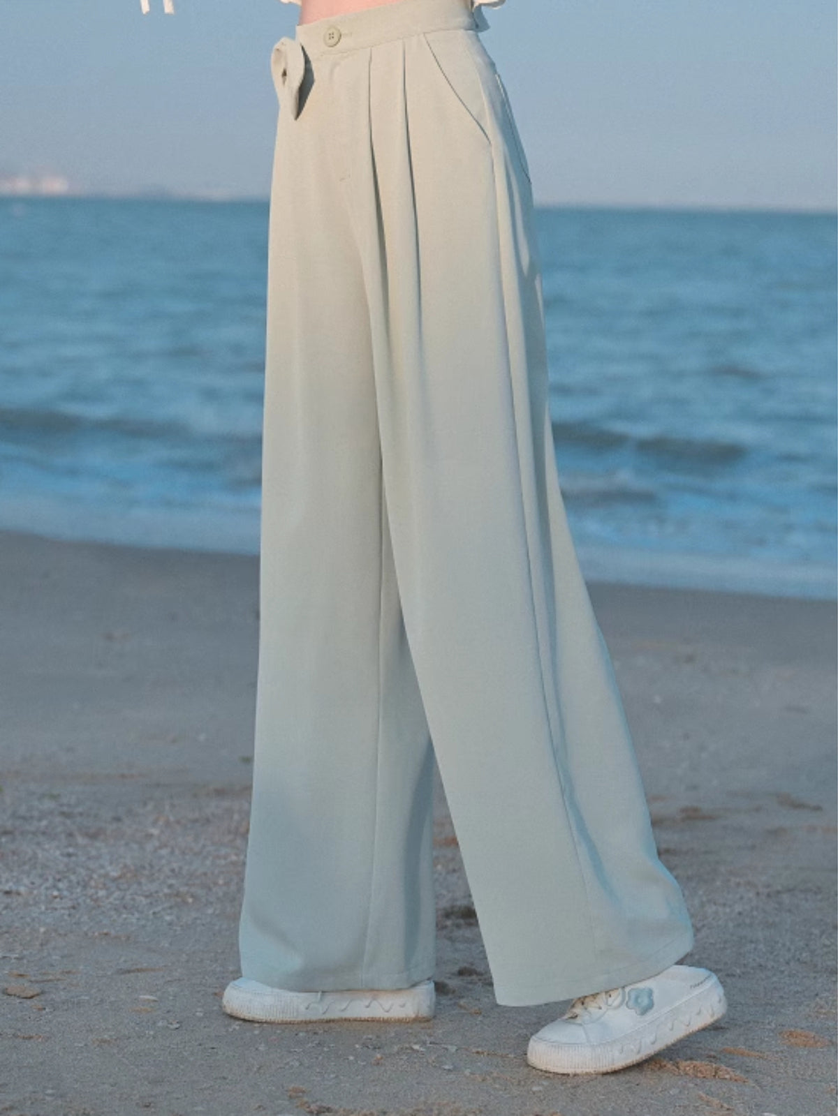 Cool Chiffon Wide Leg Drape Pants in Solid Color-ntbhshop