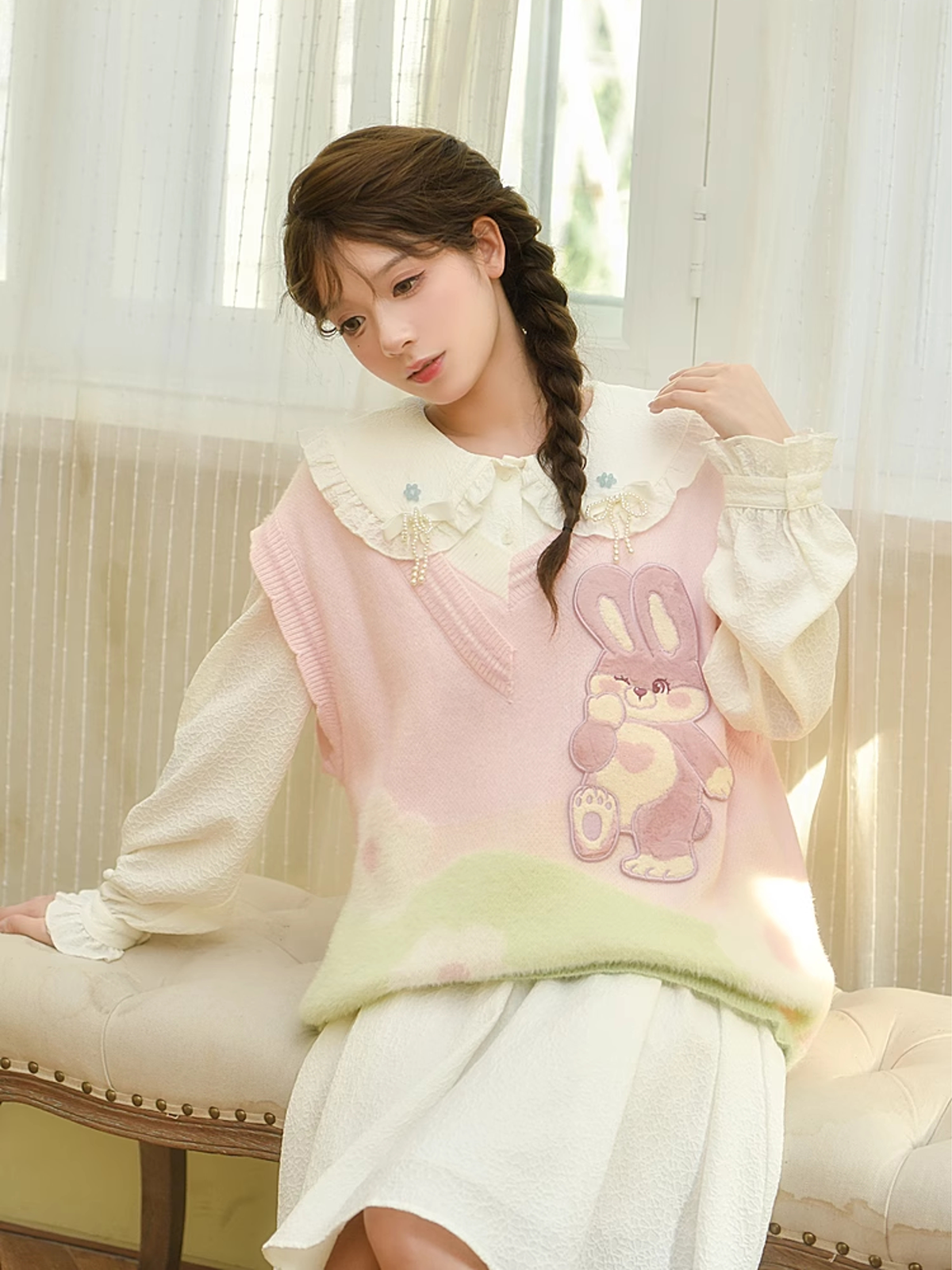 Sweet and Cute Textured Doll Collar Dress-ntbhshop