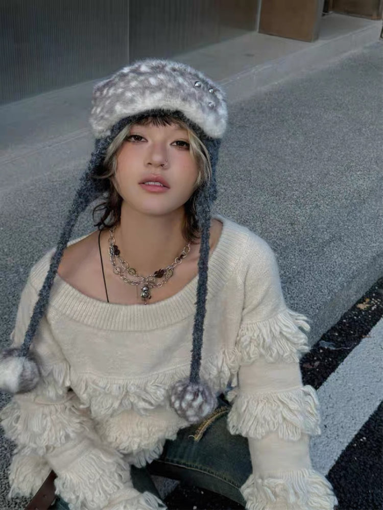 Honey Fawn Y2K Pom Hats-ntbhshop