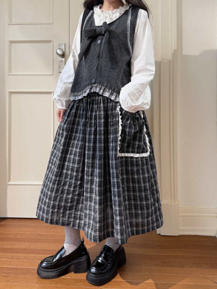 Grey Manor Lace Diary Plaid Skirt-ntbhshop