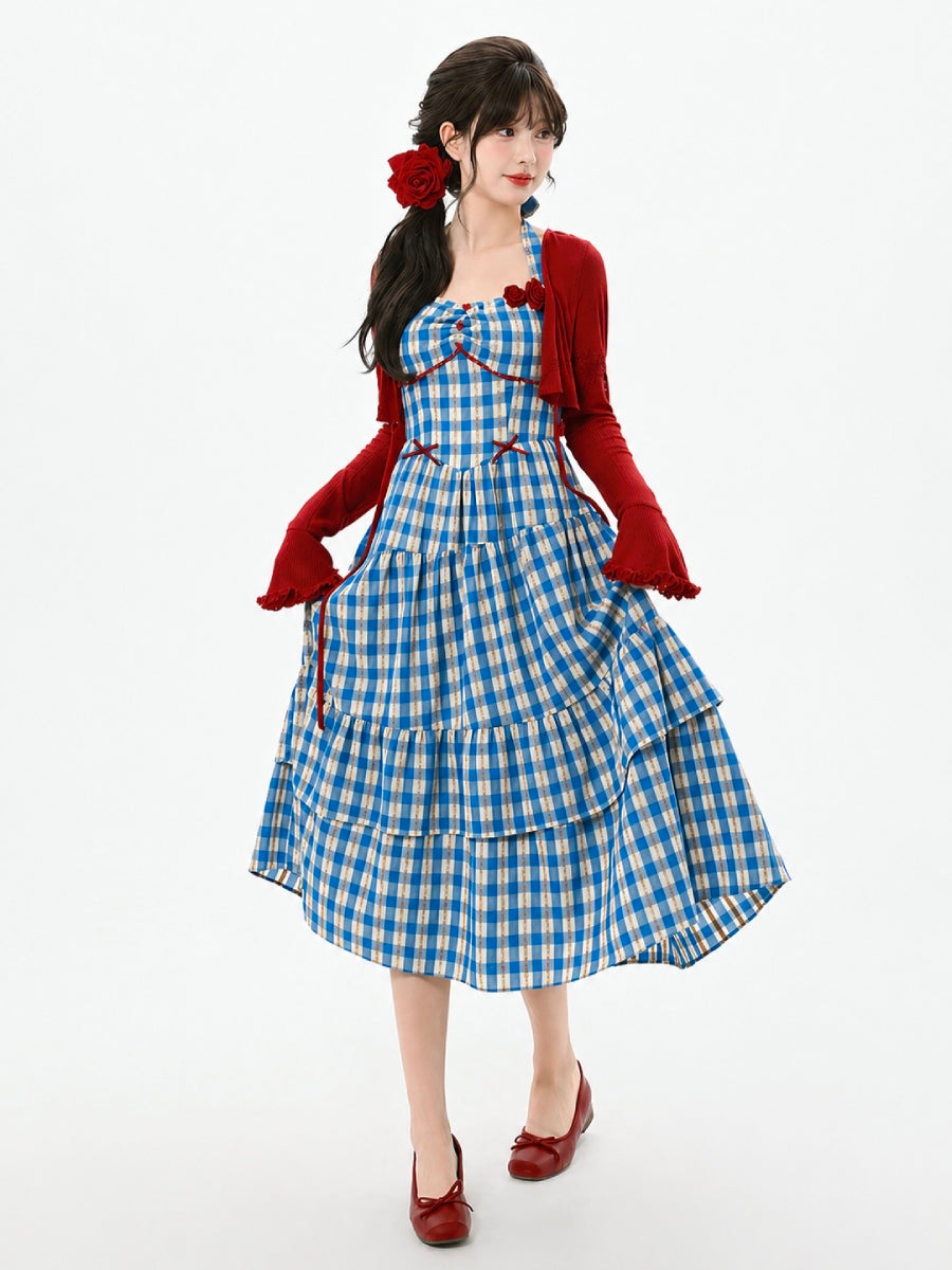 Cherry Cherry Knit Cardigan & Halter Dress-Sets-ntbhshop