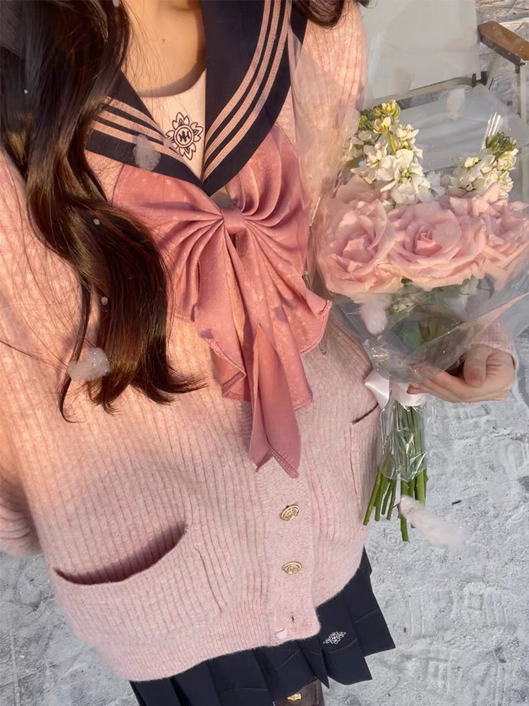 Sakura Petals Knit Cardigans-ntbhshop