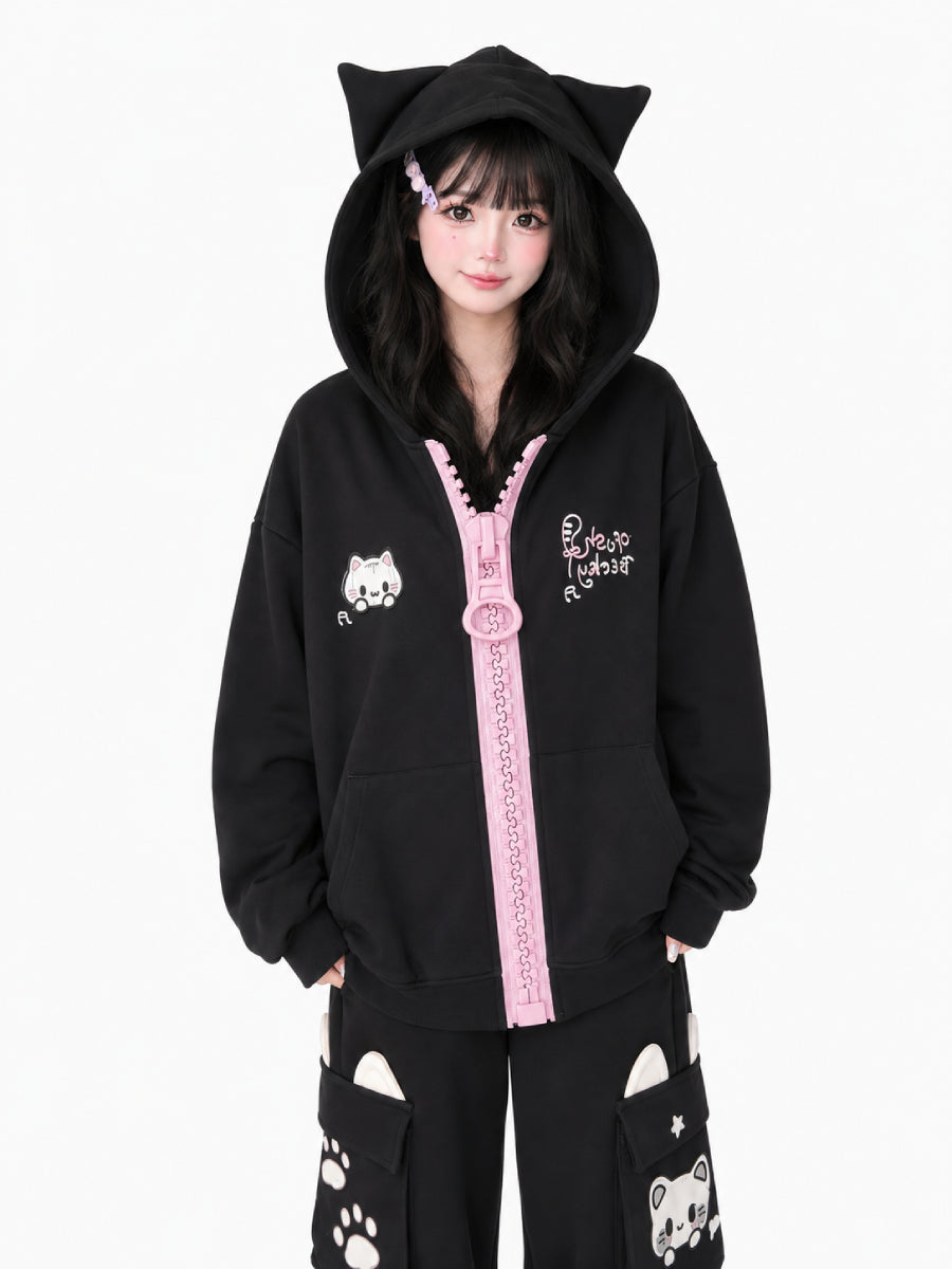 Candy Cat Zipper Jackets-Outerwear-ntbhshop