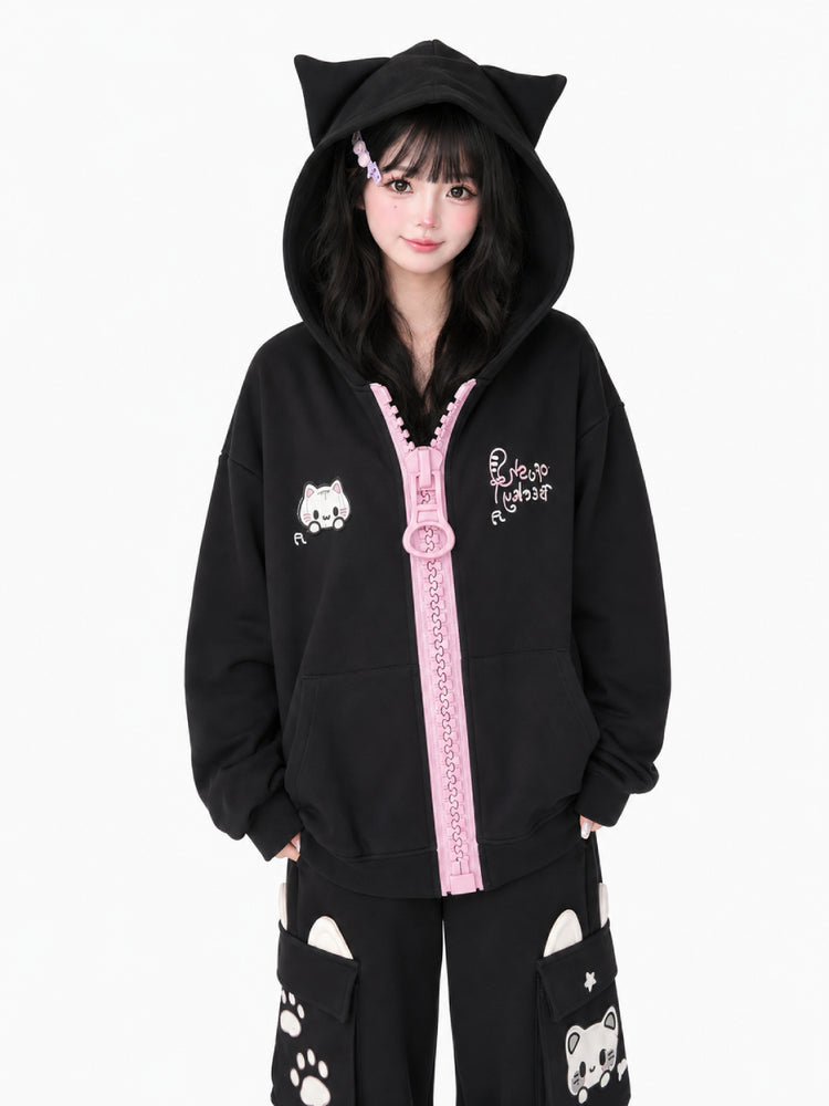 Candy Cat Zipper Jackets-Outerwear-ntbhshop