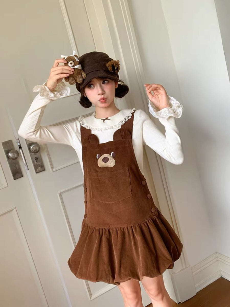 Brown Bear Corduroy Dress-Dresses-ntbhshop