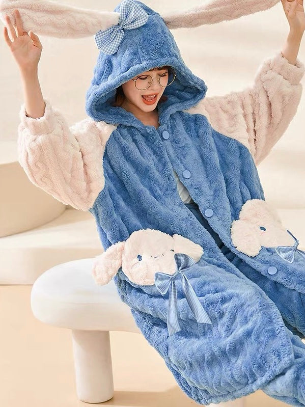 Cinnamoroll Cozy Dreamy Winter Flannel Nightgown Set-ntbhshop