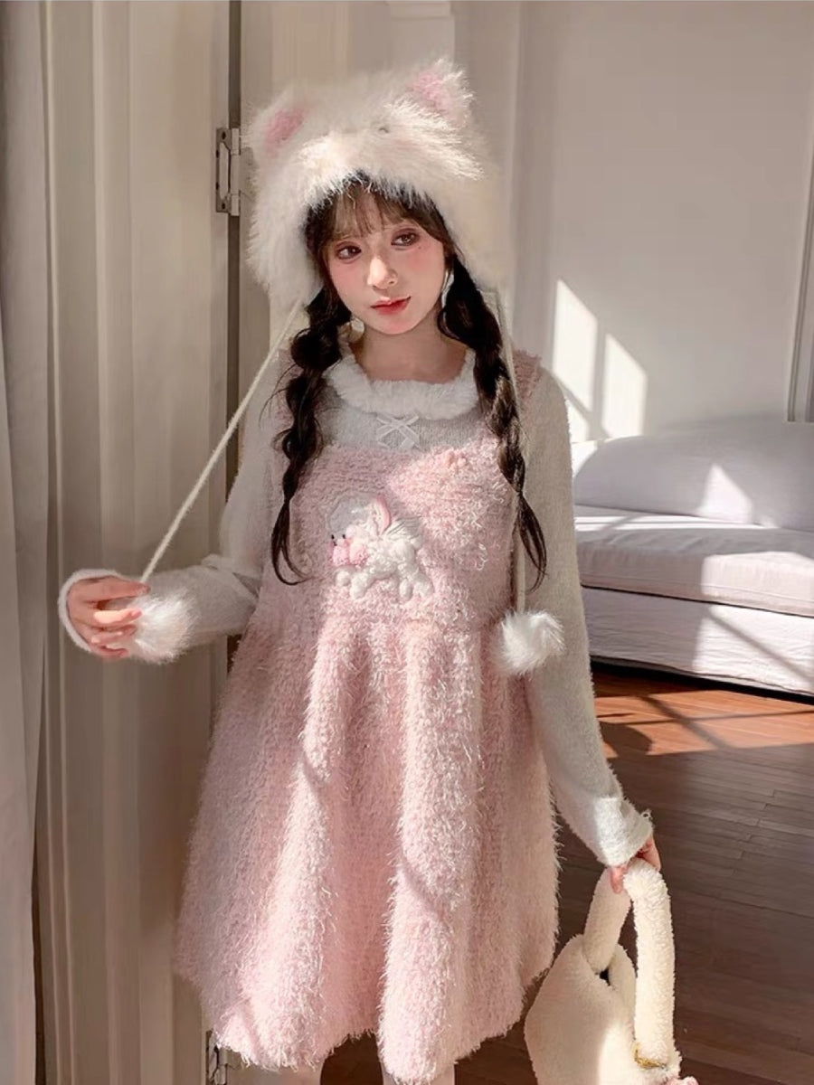 Lamb Plush Pinafore Dresses-Dresses-ntbhshop