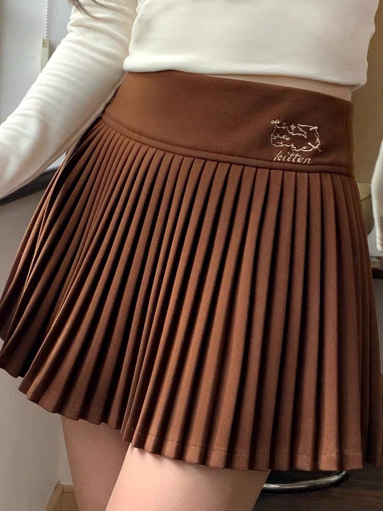 Kitten Latte Brunch Pleated Skirts-ntbhshop