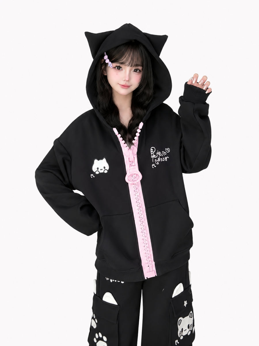 Candy Cat Zipper Jackets-Outerwear-ntbhshop