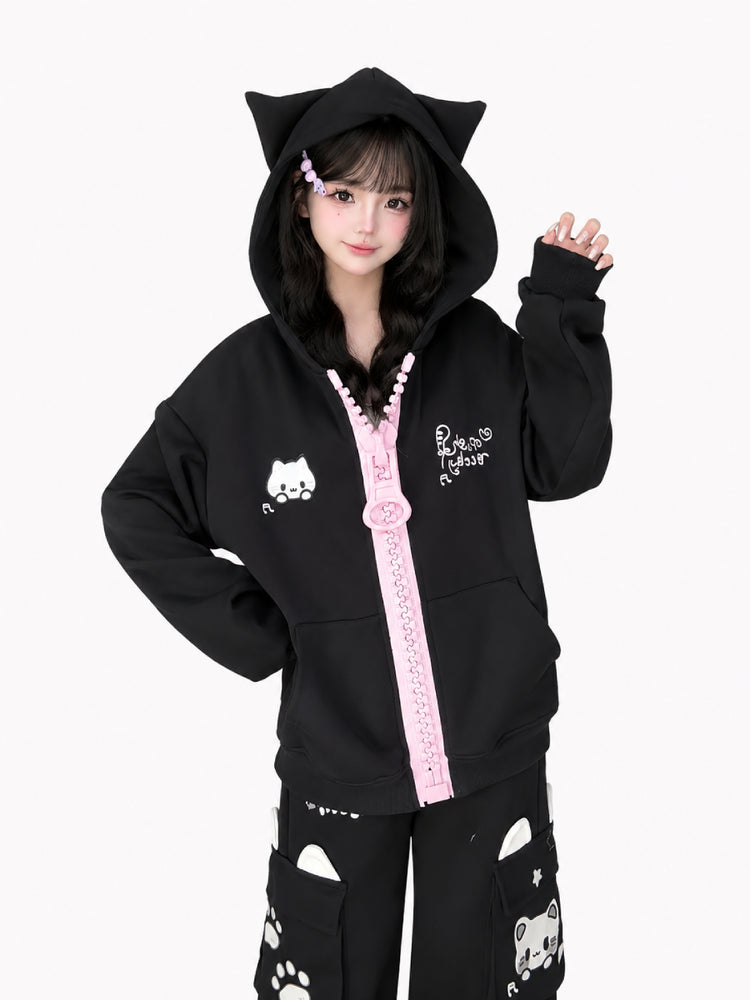 Candy Cat Zipper Jackets-Outerwear-ntbhshop