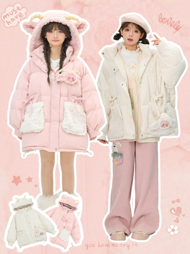 Blossom Pasture Lamb Puffer Coats-ntbhshop