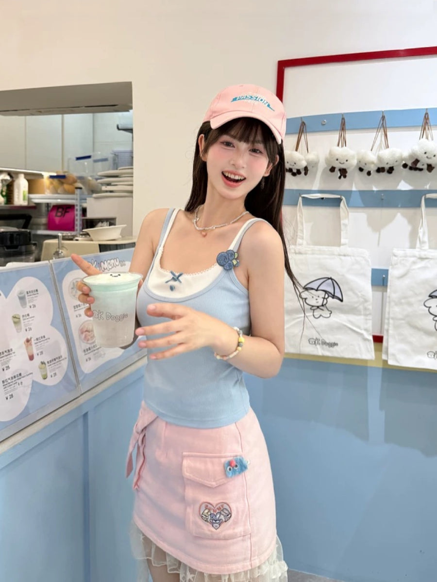 Blueberry Ribbed Bra Camisole-Tops-ntbhshop