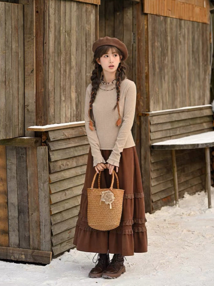 Chestnut Harvest Frill Turtleneck-Tops-ntbhshop