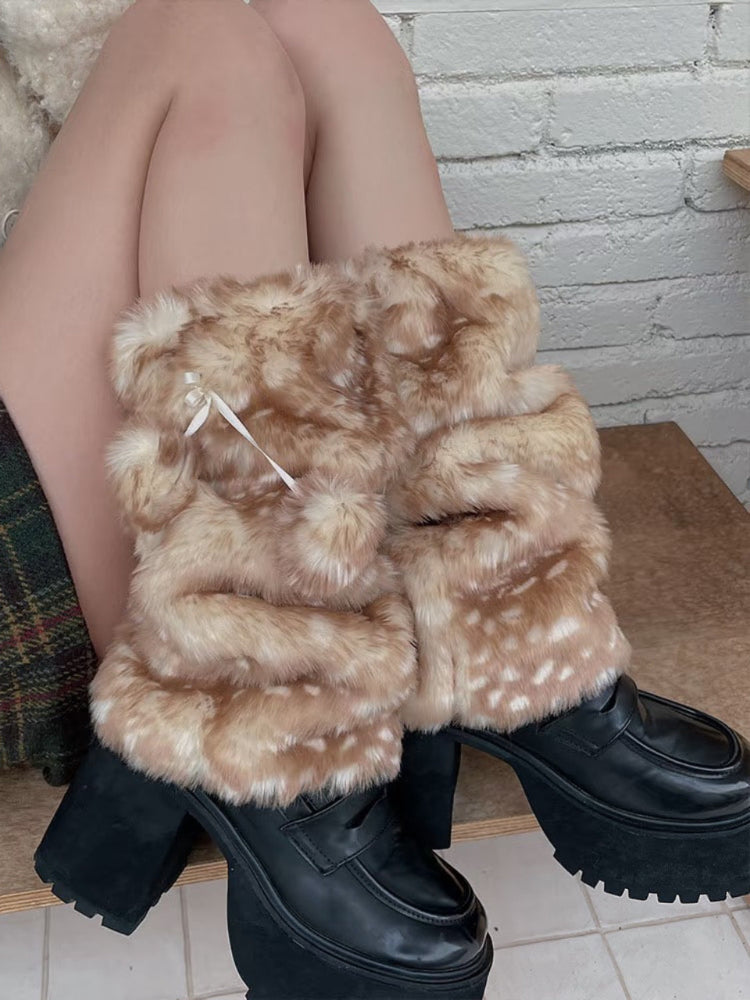Honey Fawn Fluffy Leg Warmers-ntbhshop