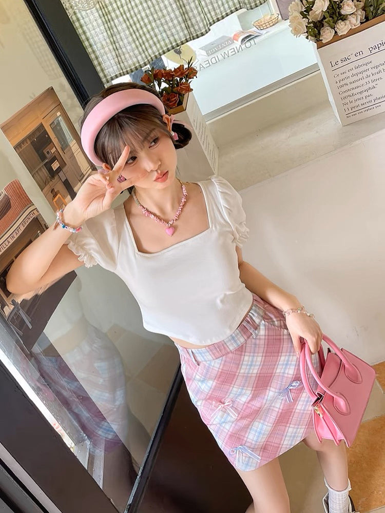 Milk Puff Square Collar Tee-Sets-ntbhshop