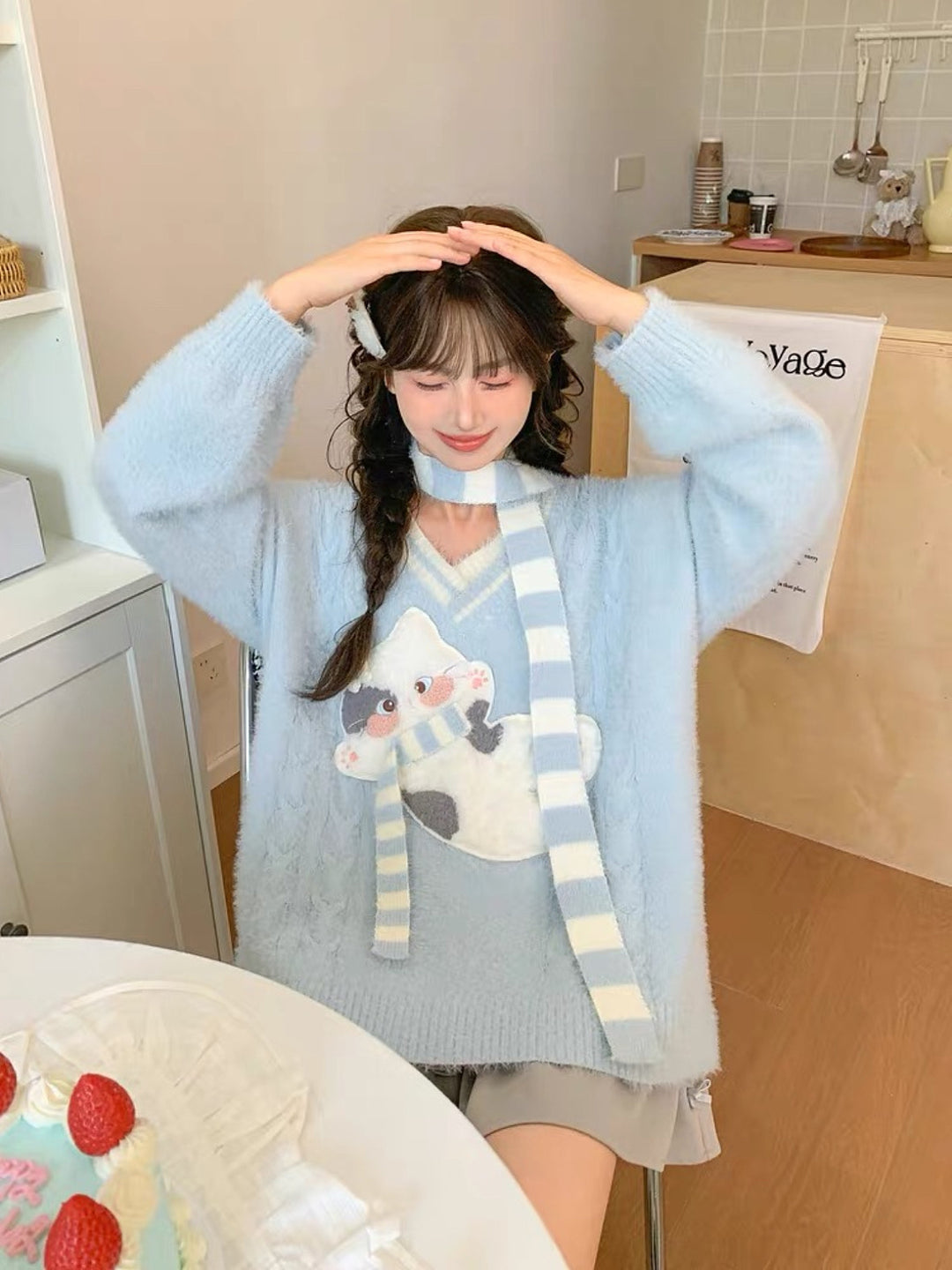 Kitty Candy Fuzzy Sweaters-Outerwear-ntbhshop