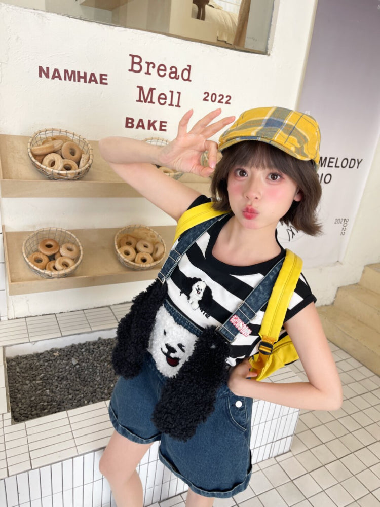 Puppy Milk Denim Overall Shorts-Bottoms-ntbhshop