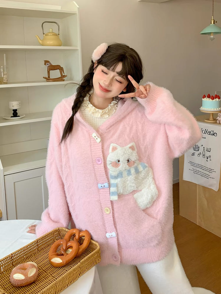 Kitty Candy Fuzzy Sweaters-Outerwear-ntbhshop
