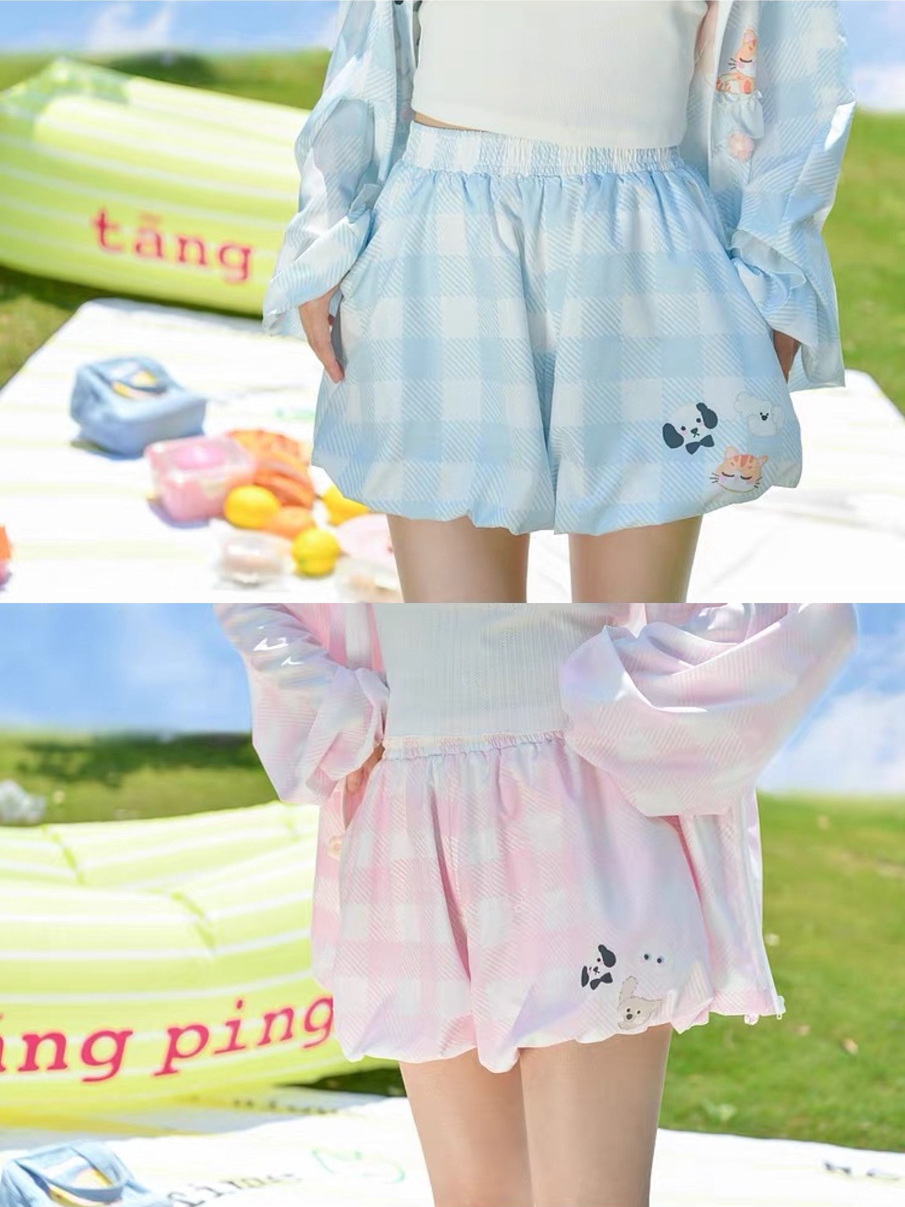 Puppy Cat Party Sunscreen Bubble Shorts-ntbhshop