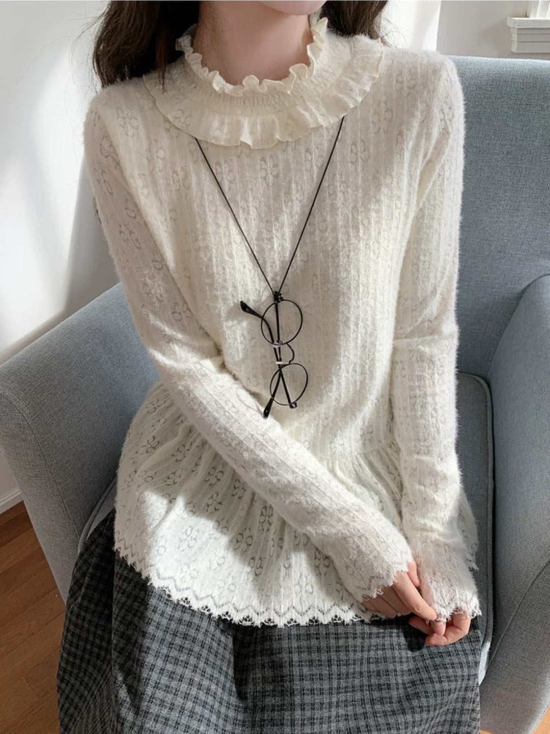 Moonfluff Lace Hem Turtleneck-ntbhshop