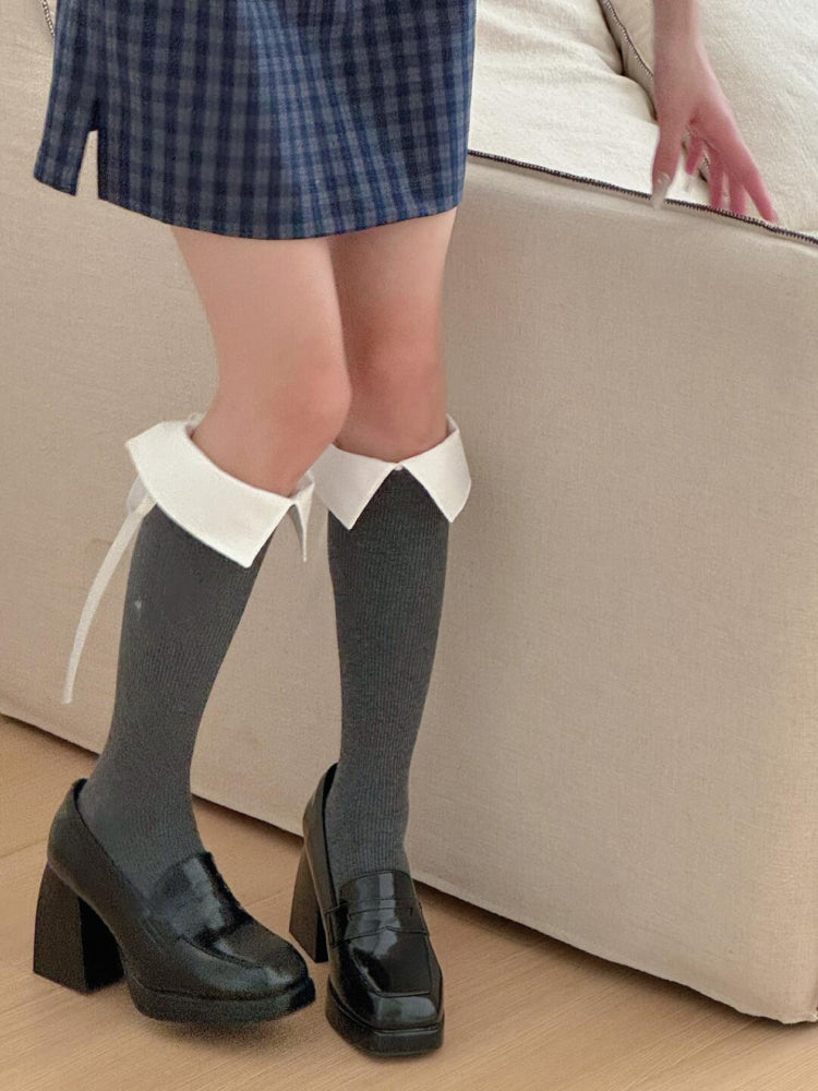 Shirt Collar Knee Socks-ntbhshop
