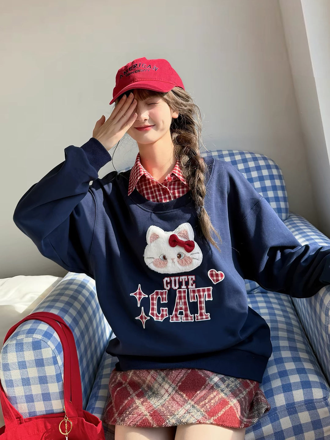 Kitty Crush Collar Sweatshirt-Tops-ntbhshop