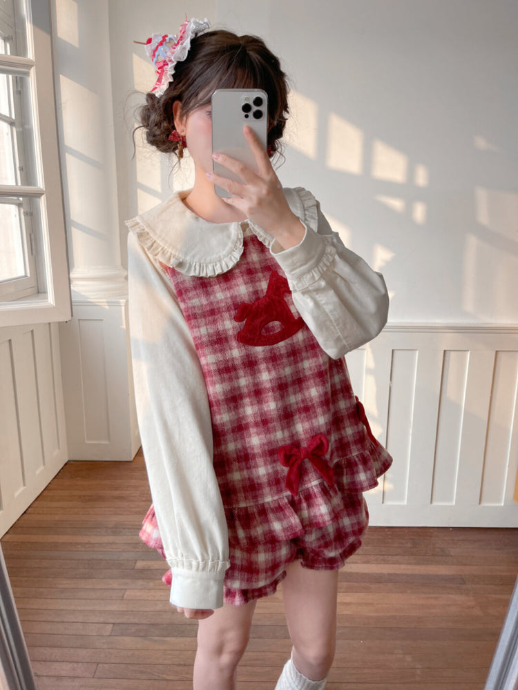 Cherry Check Rocking Pony Vest & Short-Outerwear-ntbhshop