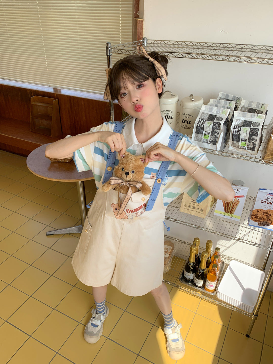 Gummy Bear Cotton Overall with Cute Tape Suspenders-ntbhshop