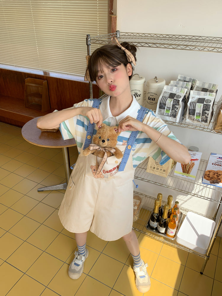 Gummy Bear Cotton Overall with Cute Tape Suspenders-ntbhshop