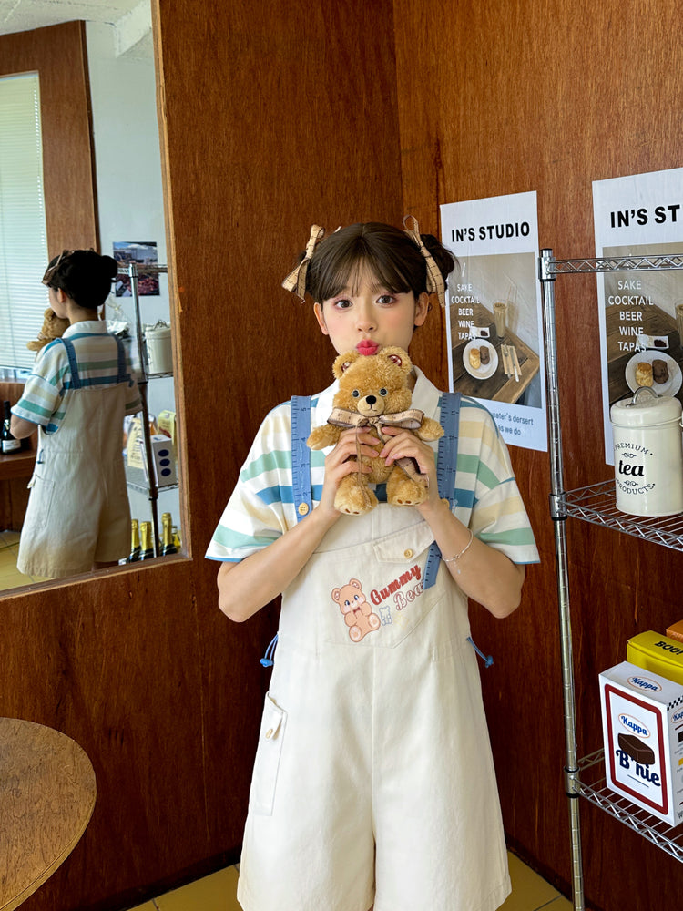 Gummy Bear Cotton Overall with Cute Tape Suspenders-ntbhshop