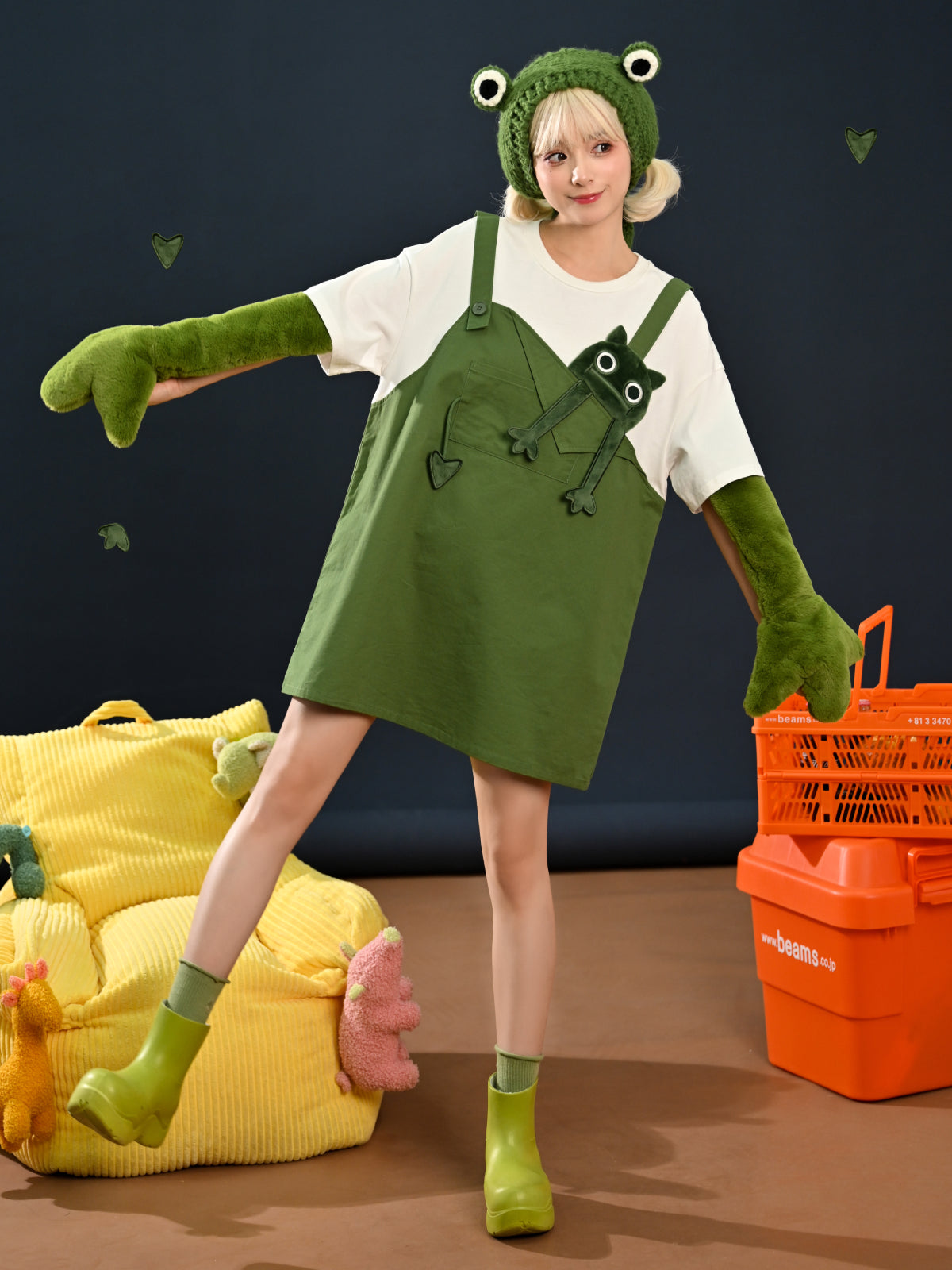 Green Monster Faux Two Piece Tee Dress-ntbhshop