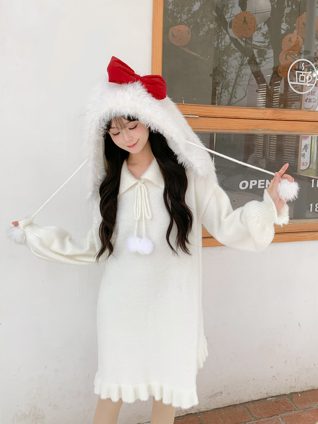 The First Snow Imitation Mink Knit Cozy Dress-ntbhshop