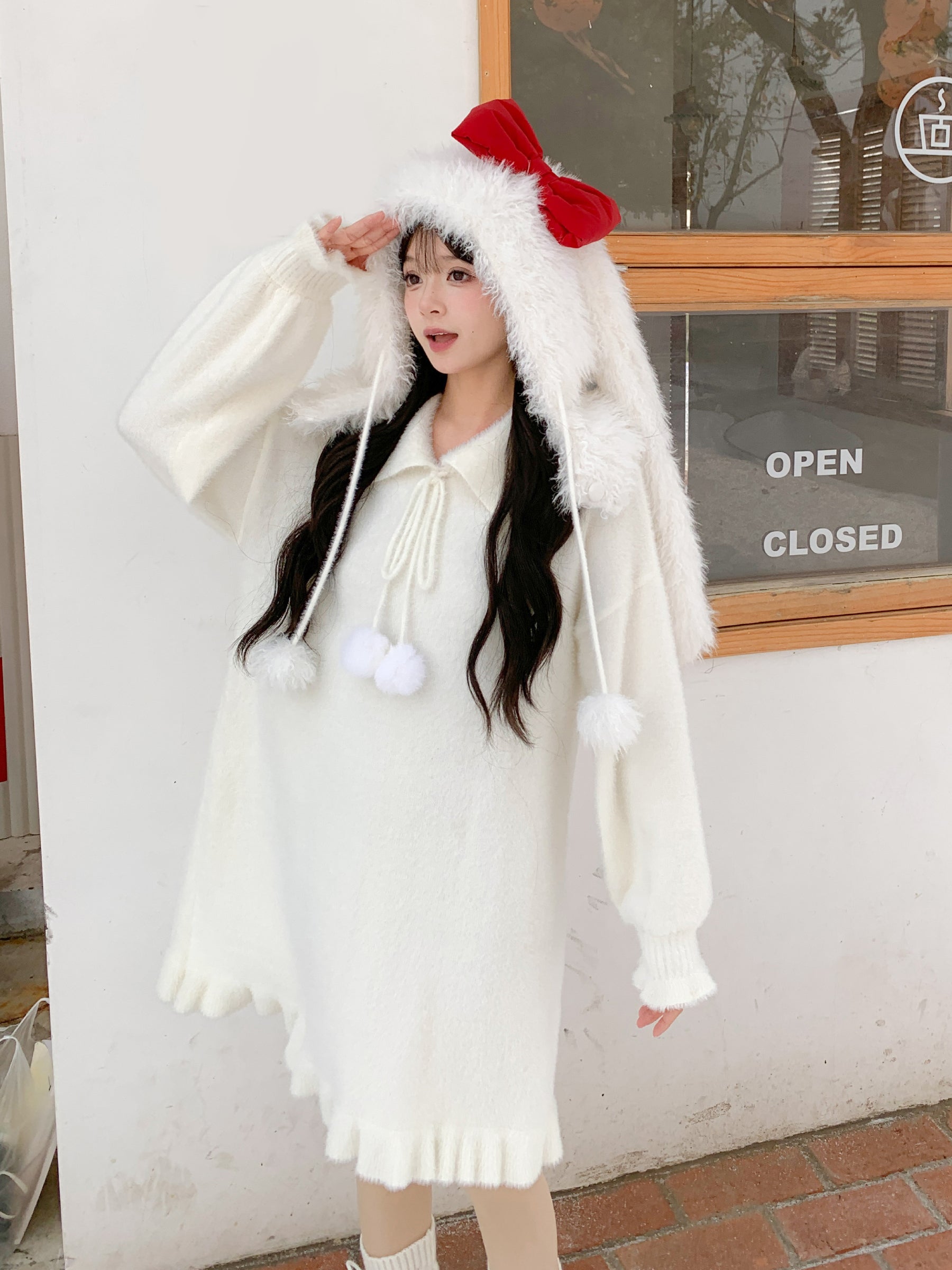 The First Snow Imitation Mink Knit Cozy Dress-ntbhshop