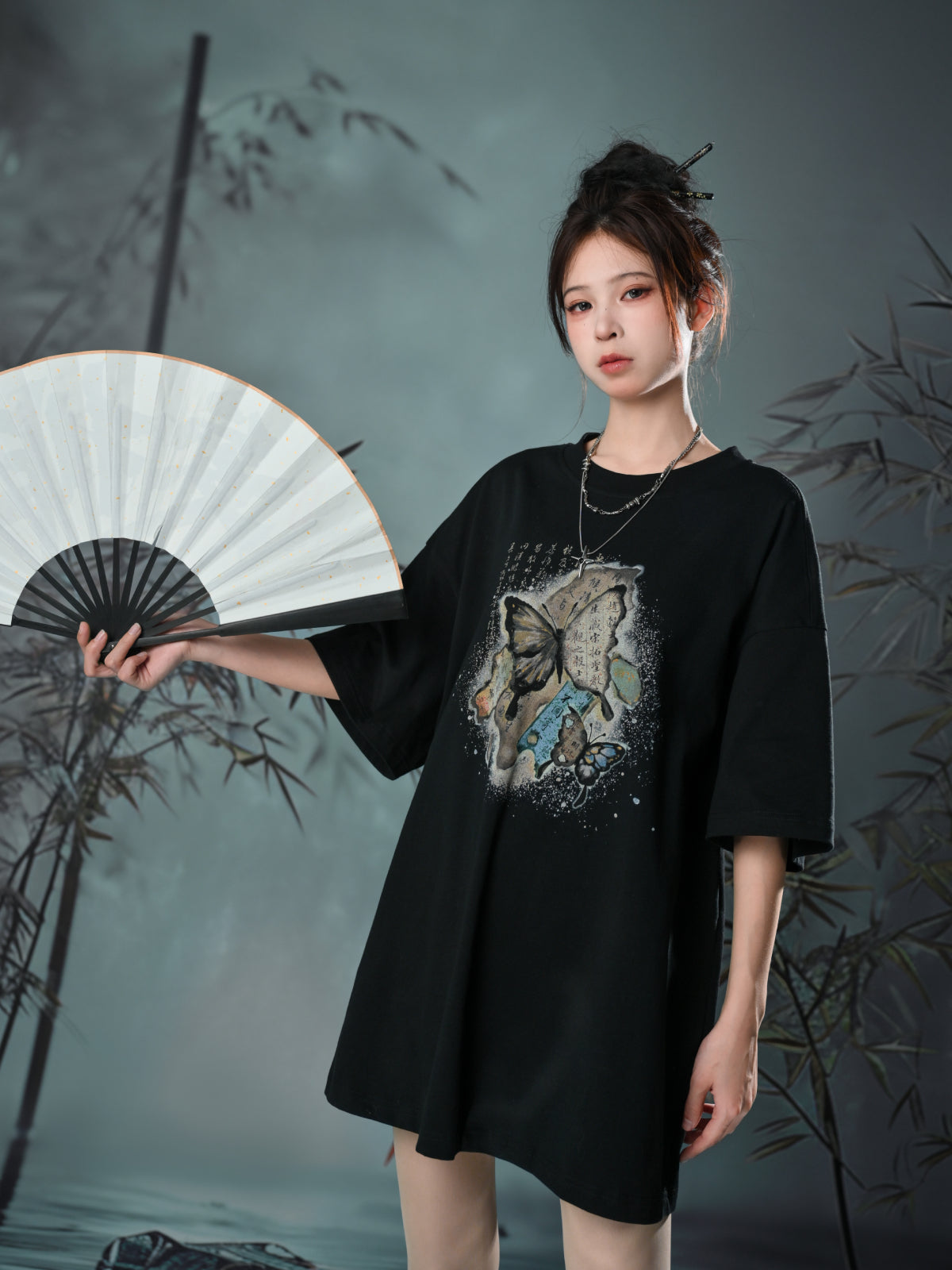 The Pile of Brocade Ash Chinese Butterfly Unisex Short-Sleeve Tees-ntbhshop