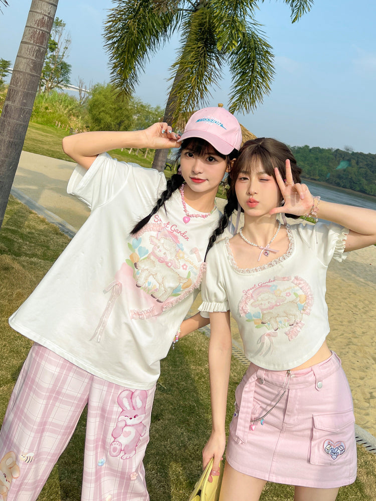 Sweet Garden Toffee Lamb Soft Girl Crop Top-ntbhshop