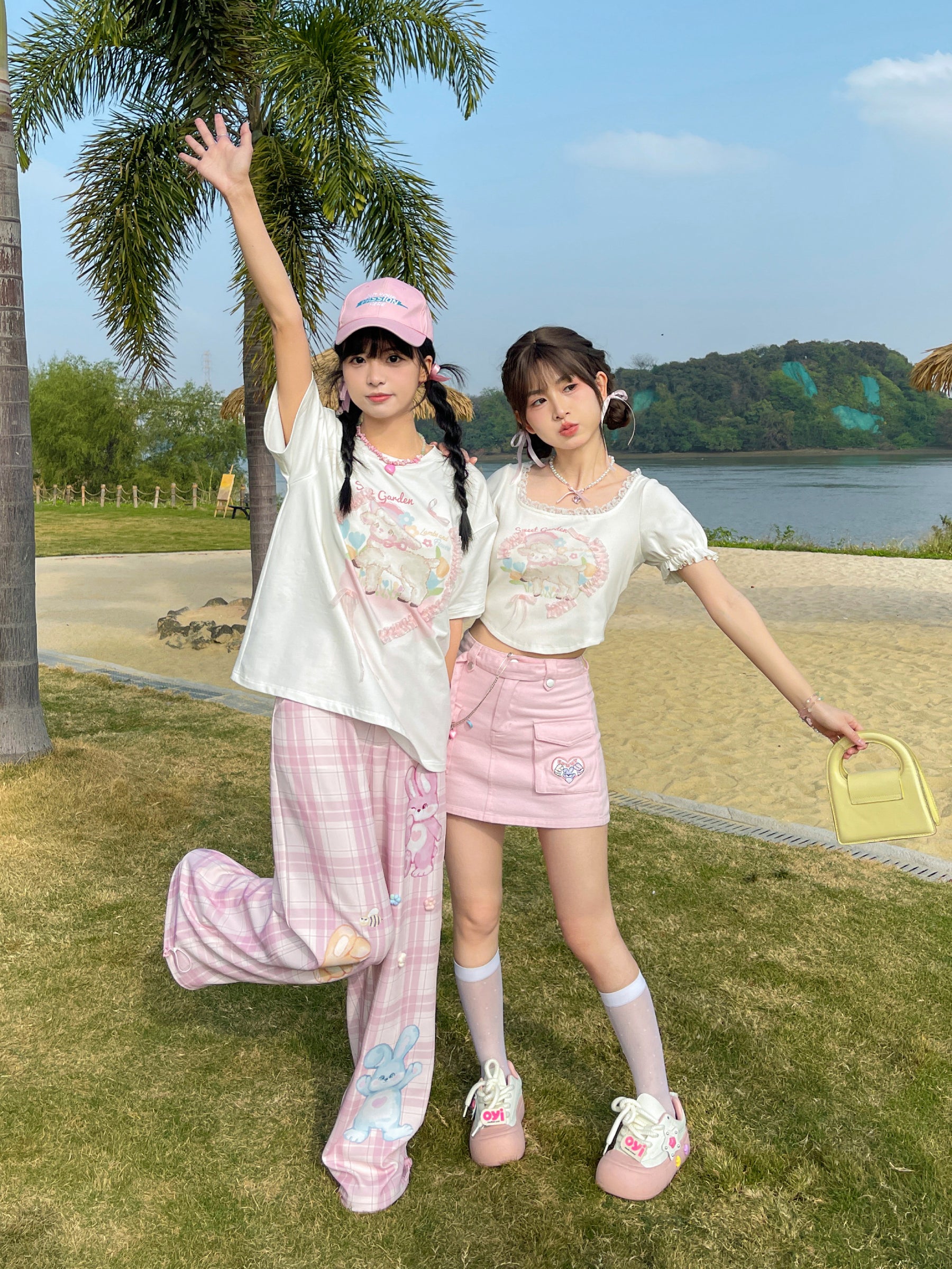 Sweet Garden Toffee Lamb Soft Girl Short Sleeved Tee-ntbhshop