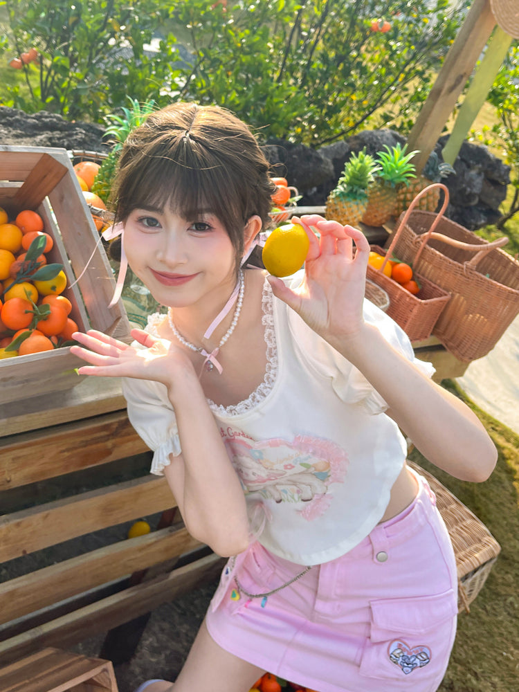 Sweet Garden Toffee Lamb Soft Girl Crop Top-ntbhshop