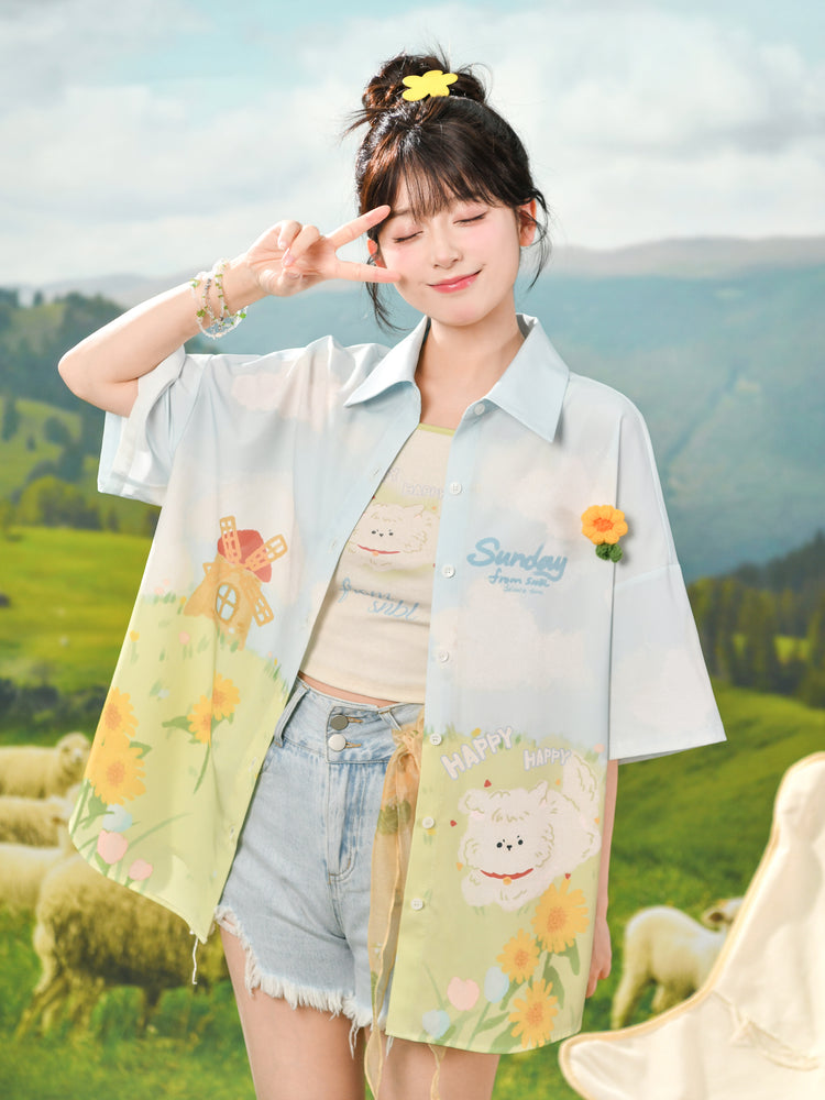 Happy Puppy Printed Camisole-Sets-ntbhshop