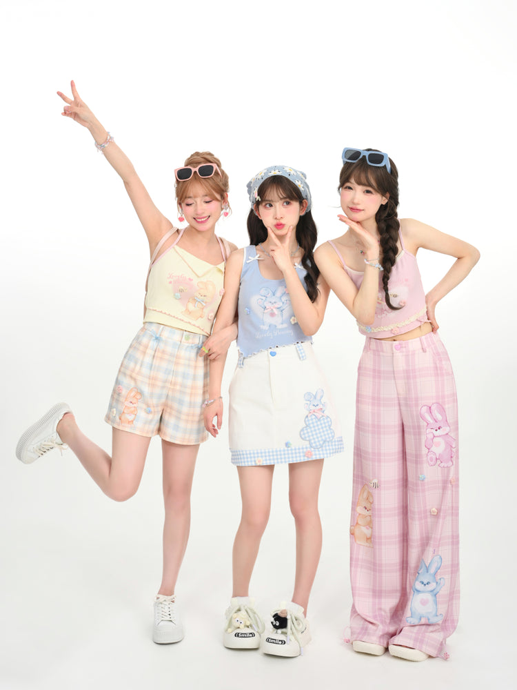 Lovely Bunny Pleated Shorts-Sets-ntbhshop